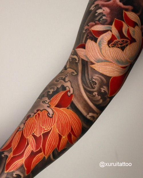 lotus flower tattoo on arm